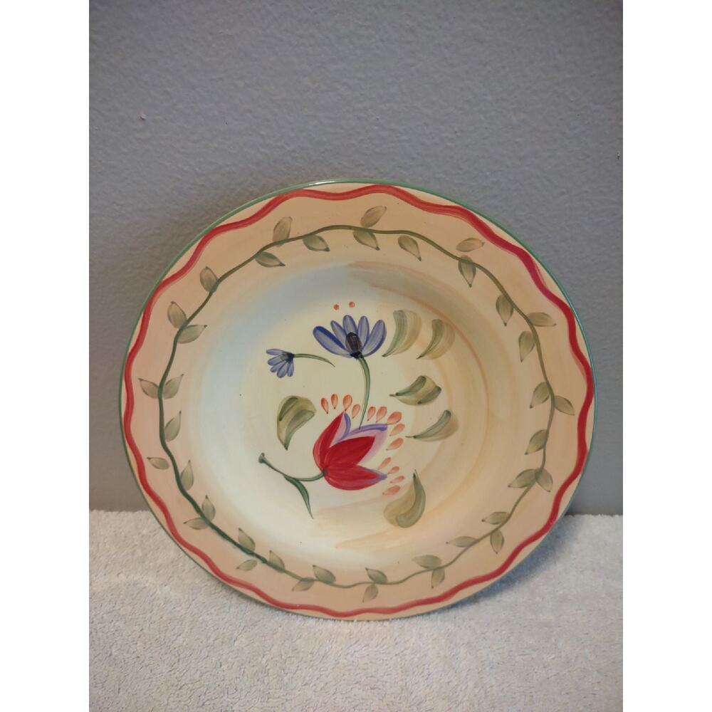 Pfaltzgraff Napoli 9" stoneware yellow salad plate pnly leaf rim floral